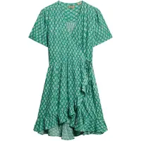 Superdry for woman. W8011877A Green Wrap Dress (M), Casual, Polyester, Short sleeve