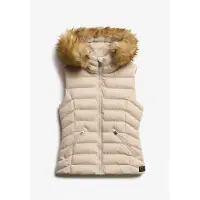 Superdry for woman. W5011753A Fuji Faux Fur Vest beige (M), Casual, Polyester