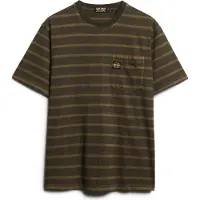 Superdry for man. M1012043A Textured striped t-shirt with brown pocket (L), Casual, Cotton, Short sleeve