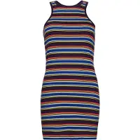 Superdry for woman. W8011412A Vintage Stripe Racer logo dress brown (XS), Casual, Purple, Sleeveless / Straps, Organic Cotton, Sustainable