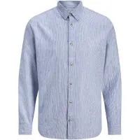 Jack & Jones Jjesummer Linen Blend Shirt L/S Sn - Blue - XXL