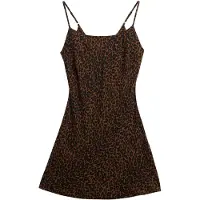 Superdry for woman. W8012044A Brown Bias Cut Dress (XL), Casual, Animal Print, Polyester, Sleeveless / Straps