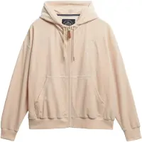 Superdry for woman. W2012544A Country Club Sweatshirt Velour Ziphood pink (L), Casual, Polyester