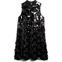 Superdry for woman. W8011771A Flared dress with sequins and black fringes (S), Party, Polyester, Sleeveless / Straps