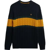 Superdry for man. M6110710A Navy Blue Cotton Stripe Cable-Knit Jumper (XL), Casual