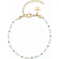 Dark Glass Bead Bracelet Light Blue Mix 2mm