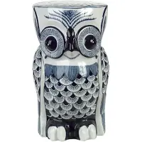 Pols Potten Side Table Owl Flower Blue - Navy - L26X W24X H41.3CM