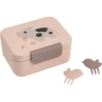 Done by Deer Tiny Lunch Box W/Snack Picks Tiny Farm Powder - Pink - 13X 11X H 6CM