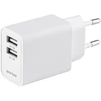 Essentials – USB wall charger 2x USB-A, each port 2.4 A, total output 17 W, white (3052352)