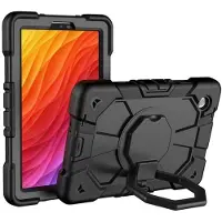 SKALO Samsung Galaxy Tab A11 Extra Stöttåligt Armor Ring Suojakuori - Musta