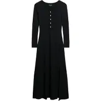 Superdry for woman. W8011760A Black Henley Dress (M), Casual, Modal, Long sleeve