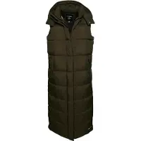 Superdry for woman. W5011444A Ripstop hooded long waistcoat green (S), Casual, Polyester