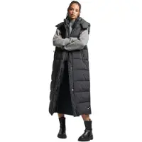 Superdry for woman. W5011444A Ripstop hooded waistcoat long black (XS), Casual, Polyester