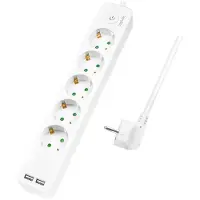 Logilink Haaroitusliitin 5-tie + 2 USB-kytkintä 1,5 m valkoinen