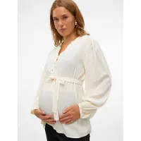 Mamalicious Mlmercy Lia L/S Wo Top 2F Noos - Cream - L
