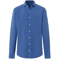 Hackett London for man. HM3010765 Gmd Texture blue shirt (S), Casual, Classic, Long sleeve, Lyocell