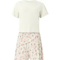 Hunkemoller Pj Ss Short Vis Daisy - Green - XL