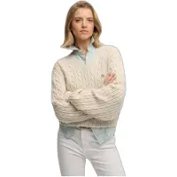 Superdry for woman. W6110742A Beige Oversized Cable Sweater (XS), Casual, Cotton