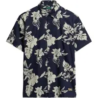 Superdry for man. M4010947A Blue Hawaiian print shirt (L), Casual, Modal, Short sleeve, Navy