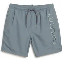 Superdry for man. M3010227A Premium embroidered swimming costume grey (S), Beachwear, Sustainable, Recycled polyester