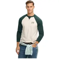 Superdry for man. M6010915A Vintage Athletic Baseball T-shirt green (L), Casual, Cotton, Long sleeve