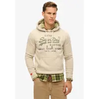 Superdry for man. M2014122A Vintage Heritage beige hooded sweatshirt with logo (XL), Casual, Cotton