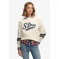 Superdry for woman. W2012596A Varsity Script Loose Loose beige sweatshirt (S), Casual, Cotton