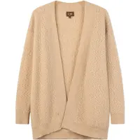 GOBI Cashmere Neuletakki 'Ajour Knit Open-Front Cashmere Cardigan' beige
