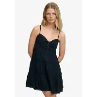 Superdry for woman. W8012115A Navy Tiered Cheesecloth Mini Dress (XS), Casual, Cotton, Sleeveless / Straps