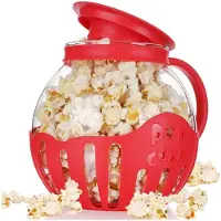 Torribaly Popcorn Maker Microwave Snack Popcorn Air Poppers 2.25 Quart Popcorn Bowl Borosilicate Kitchen Accessories,Red