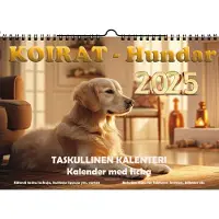 Suomen Aika Koirat 2025 taskullinen seinäkalenteri