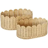 Hobby Hall Ylelliset pajukorit aaltoilevilla reunoilla, 40 x 25 x 18 cm, luonnonvärinen - 2 kpl.