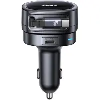 Baseus PrimeTrip VR1 60W USB-A USB-C Car Charger with Retractable USB-C Cable - Black