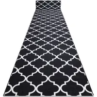 Rugsx Alfombra de pasillo con refuerzo de goma Enrejado Trébol marroquí negro Trellis 57 cm 30350 57x170 cm
