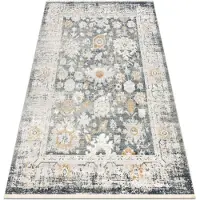 Rugsx DISTIN 0835A gris / gris claro / blanca alfombra moderna - Adorno, marco, vintage, flecos 80x150 cm
