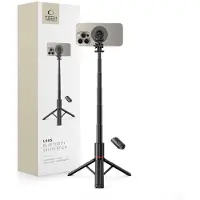 Tech-Protect L06S MagSafe Bluetooth Selfie Stick jalustalla - musta