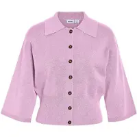 Noisy May Nmshyla 3/4 Sleeve Knit Polo Cardigan - Pink - M