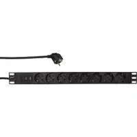 Logilink PDU8C02, Perus, 1U, Alumiini, Musta, 8 AC-pistorasia(a), Tyyppi F