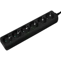 Logilink LPS238B, 1,5 m, Sisätila, IP20, Musta, 6 AC-pistorasia(a), 250 V