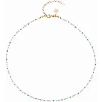 Dark Glass Bead Necklace Light Blue Mix 2mm