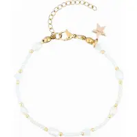 Dark Glass Bead Bracelet Mop Star & Pearls Off White