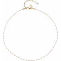 Dark Glass Bead Necklace Light Rose Mix 2mm