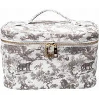 Dark Velvet Vanity Bag Large Warm Taupe Savannah Pattern