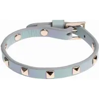 Dark Leather Stud Bracelet Mini Cool Blue
