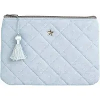 Dark Terry Quilted Small Pouch Cool Blue & Milieu Green