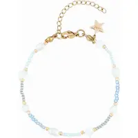 Dark Glass Bead Bracelet Mop Star & Pearls Light Blue
