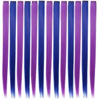 Torribaly 13 Pcs Colored Party Highlights Colorful Clip in Hair Extensions 55cm Straight Synthetic Hairpieces, +