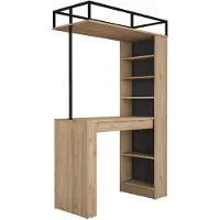 Skye Decor Moderni Ruokapöytä Seinälle Asennettavilla Hyllyillä, Pähkinä Ja Musta, 120 Cm | 100 % Melamiinipinnoitettu E1-luokan Lastulevy