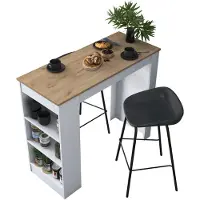 Skye Decor Moderni Keittiöpöytä, Pähkinä & Valkoinen, 120 X 100 X 50 Cm | 100 % Melamiinipinnoitettu, 18 Mm Paksu | Tyylikäs & Toimiva