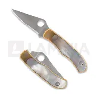 Spyderco Bug C133AP Satin 12C27, Nickel Silver Abalone, keychain pocket knife